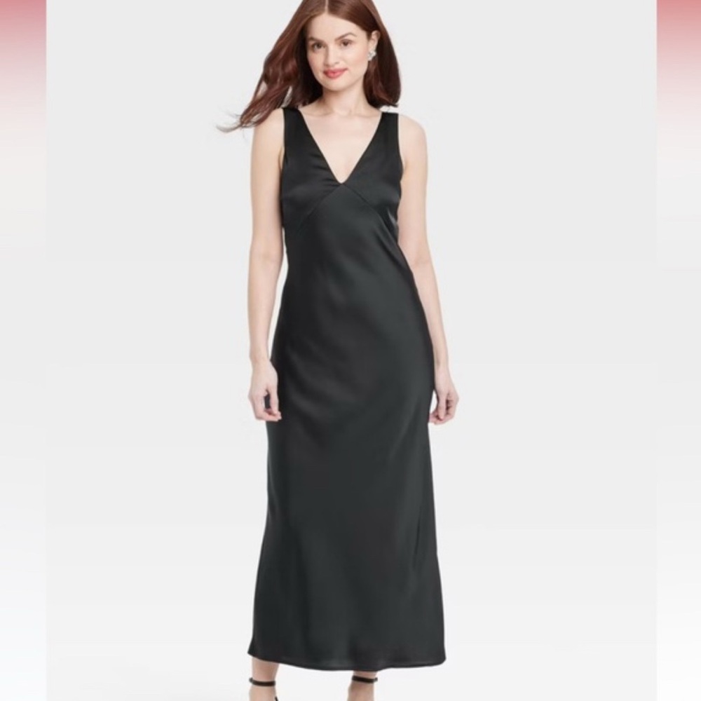 A New Day Black silky slip dress